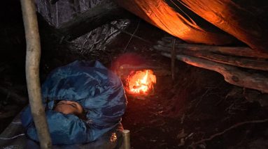 SURVIVAL CAMPING in UNDERGROUND BUNKER - Emergency BUSHCRAFT Natural Shelter BUILD - SOLO OVERNIGHT
