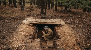 Building dugout survival shelter - Bushcraft log roof, sandbags | ww2 style
