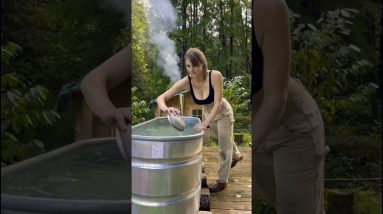 Off Grid “Hippie” Hot Tub, pt. 2 Wood Fired Jacuzzi #shorts #youtubeshorts #hottub #offgrid #jacuzzi